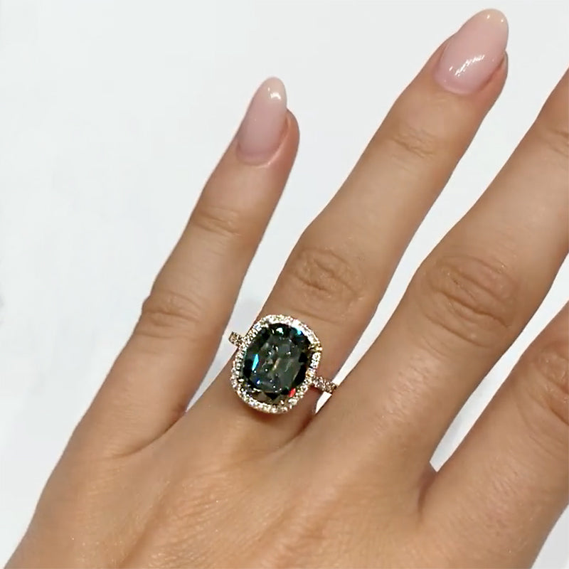 4.0Ct Cushion Cut Alexandrite Halo Ring
