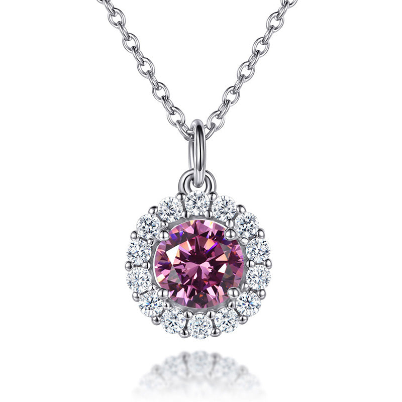 Eternal Love Round Cut Simulated Diamond Necklace in White Gold