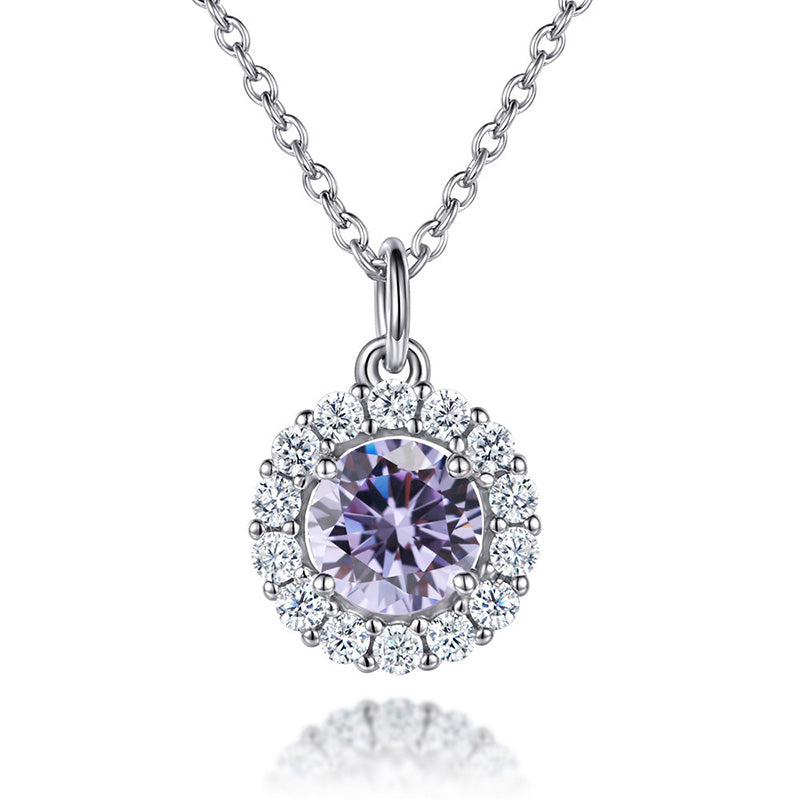 Eternal Love Round Cut Simulated Diamond Necklace in White Gold