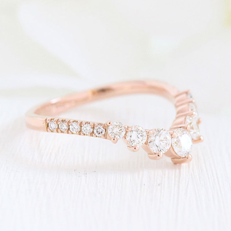 0.5Ct Dove-Inspired Sona Diamond V-Band, Rose/Yellow/White Gold Plated