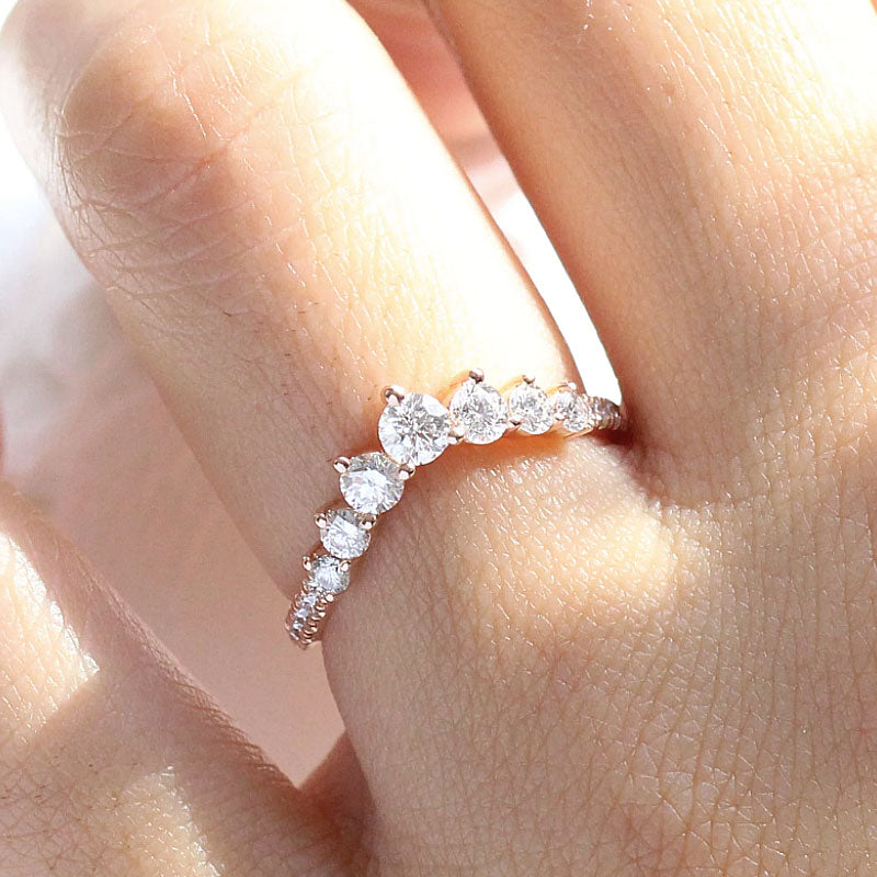 0.5Ct Dove-Inspired Sona Diamond V-Band, Rose/Yellow/White Gold Plated