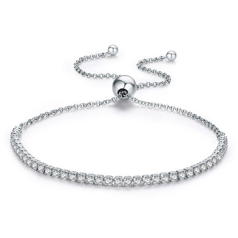 Elegant Sterling Silver Bracelet with Simulated Diamonds