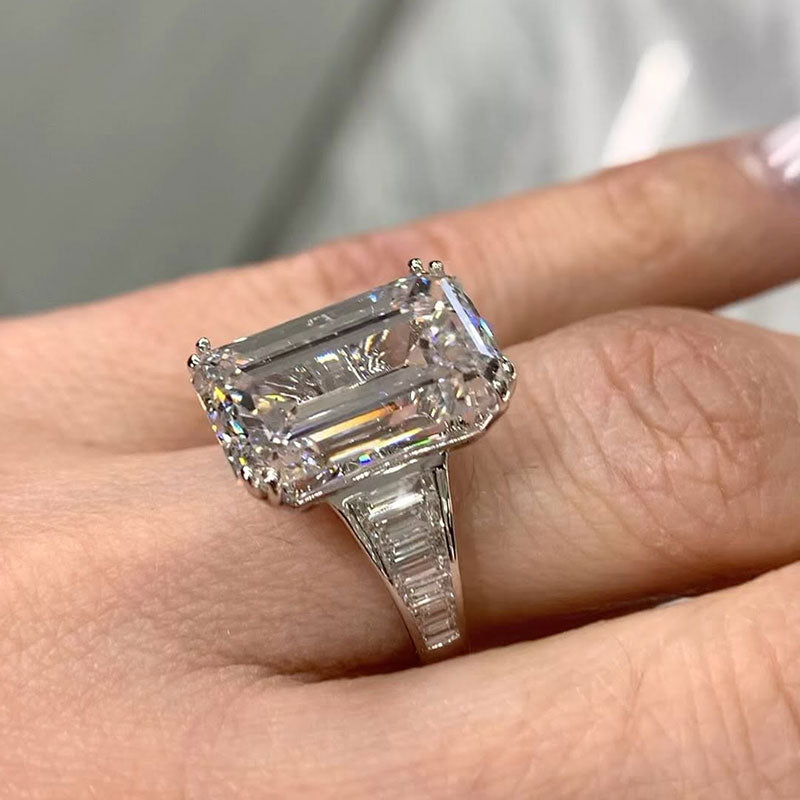 7.0Ct Emerald Cut Three-Stone Diamond Ring