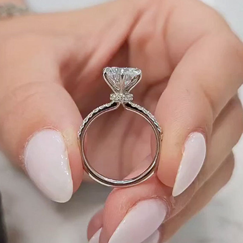 2.0 Carat Round-Cut Moissanite Engagement Ring in Sterling Silver