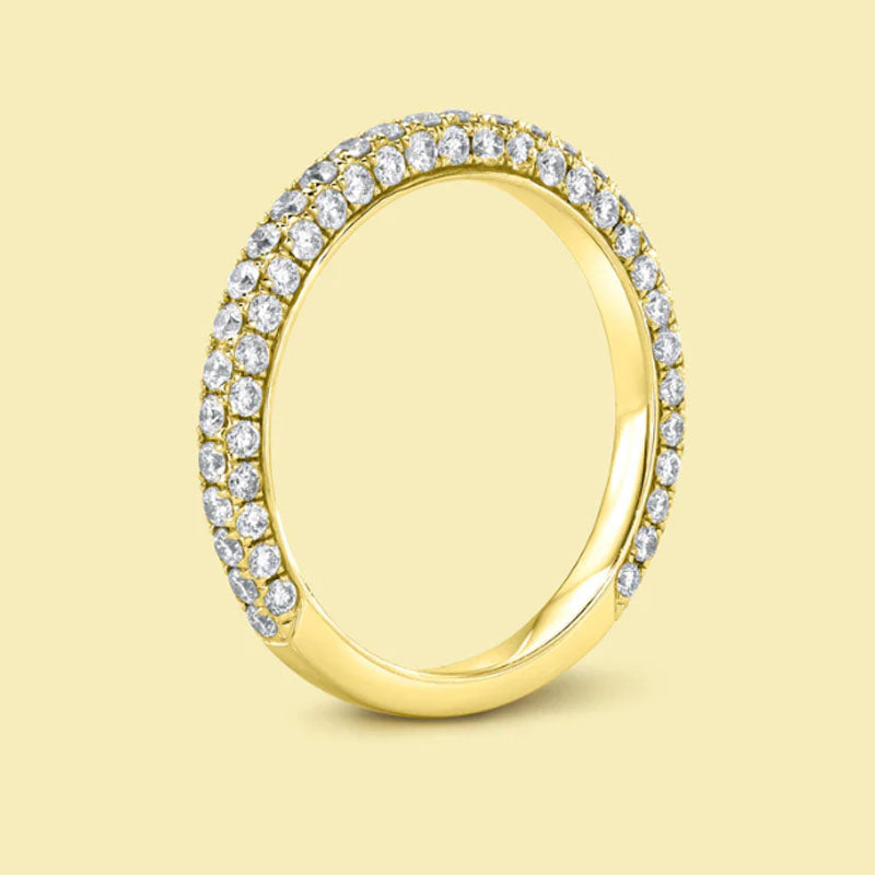 Alianza de boda con diamantes simulados de 0,135 ct, plata de ley con doble baño de oro