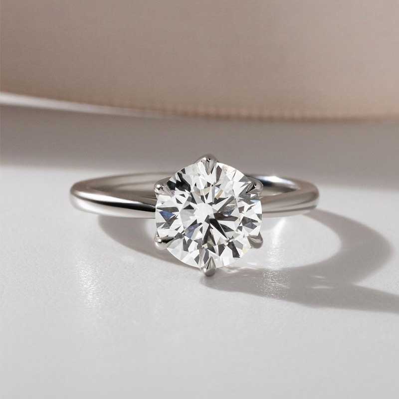 2.0Ct Moissanite Round Cut Ring | 925 Sterling Silver Plated White/Yellow Gold