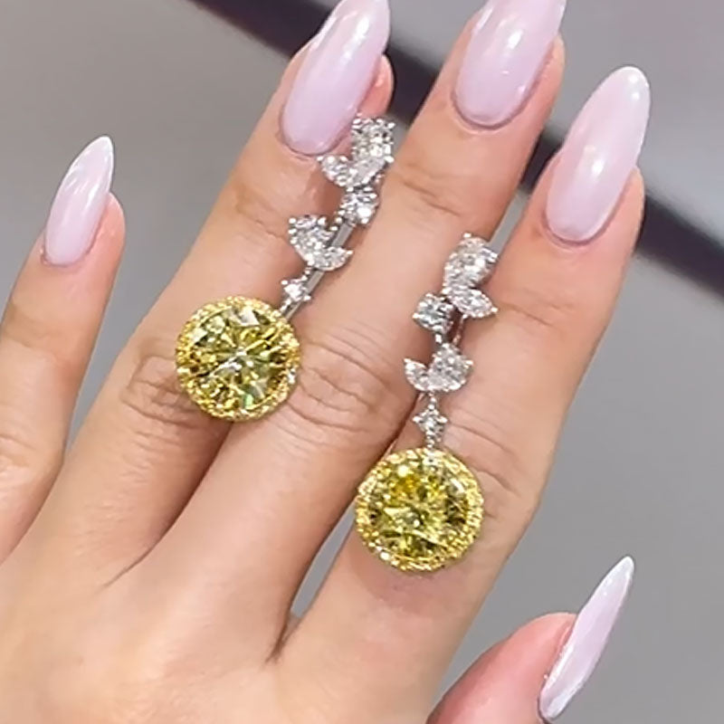 Luxurious Yellow Sapphire Simulated Diamond Earrings