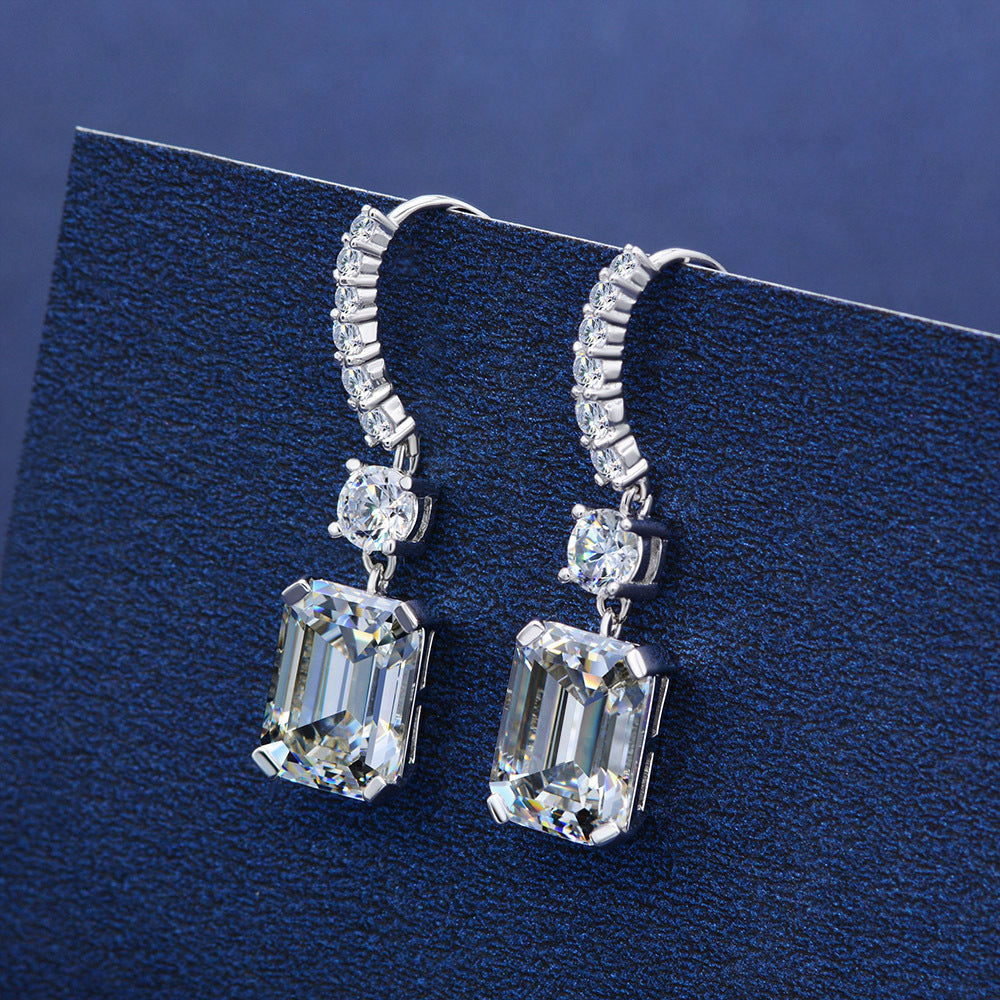 6.0 Carat Emerald Cut Simulated Diamond Earrings