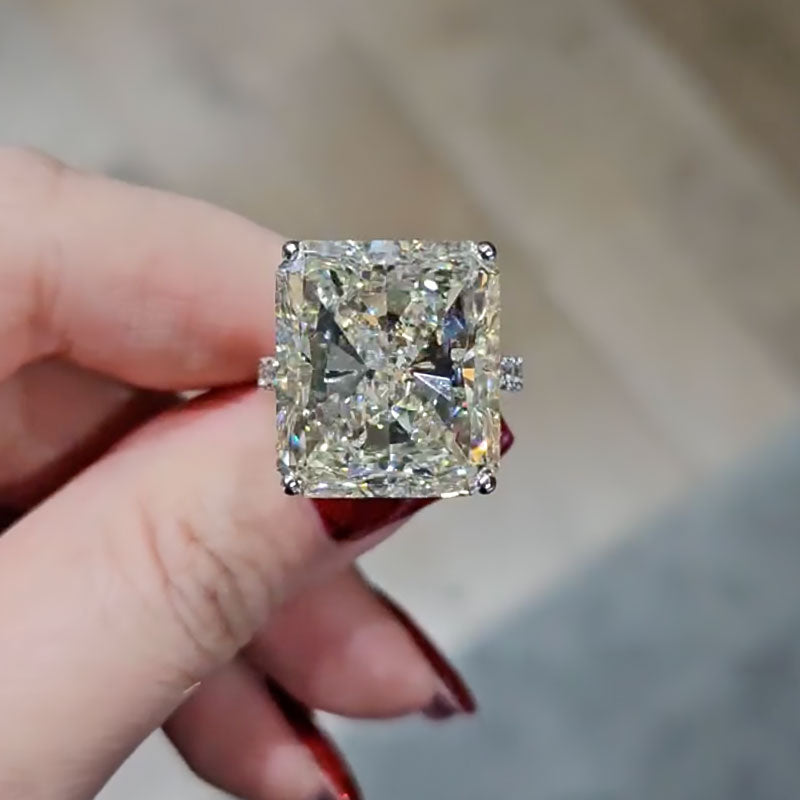 12 Carat Radiant-Cut Simulated Diamond Engagement Ring