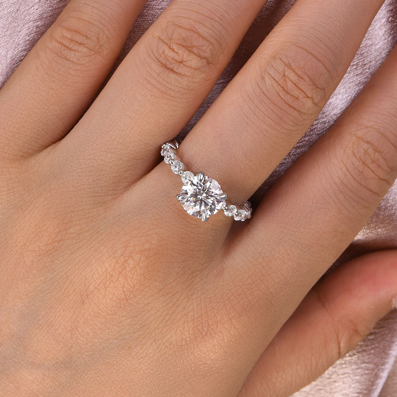 2.0Ct Round Moissanite Ring - White/Yellow Gold Plated 925 Silver