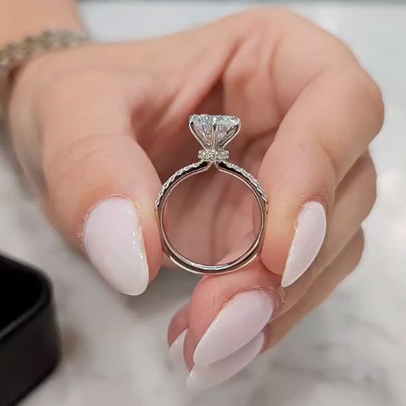 2.0 Carat Round-Cut Moissanite Engagement Ring in Sterling Silver