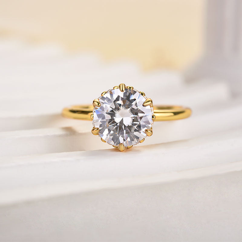 2.0ct Round Moissanite Gold Engagement Ring