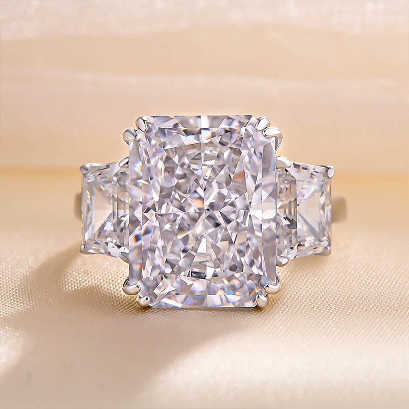 8.0Ct Radiant Cut Three-Stone Diamond Ring