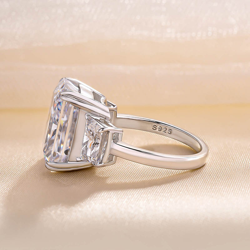 8.0Ct Radiant Cut Three-Stone Diamond Ring