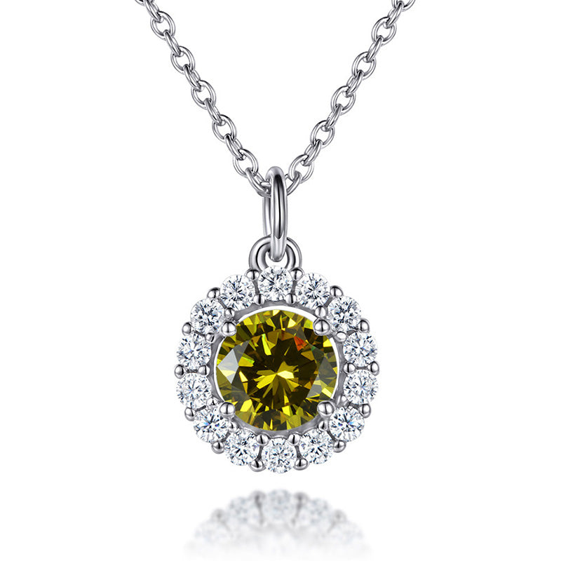 Eternal Love Round Cut Simulated Diamond Necklace in White Gold