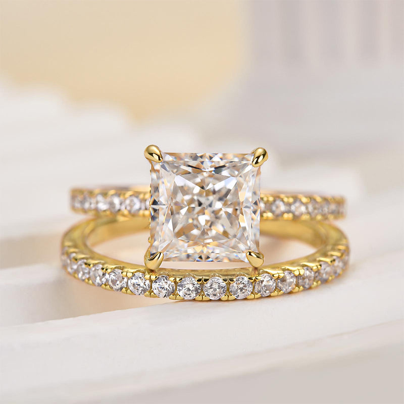 Moissanite 2.0Ct Princess Cut Diamond Wedding Set