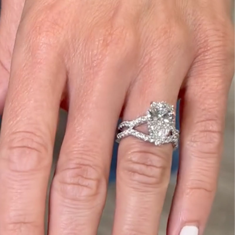 4.5 Carat Pear-Cut Simulated Diamond X-Shank Engagement Ring