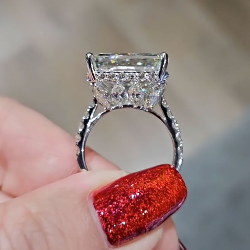 12 Carat Radiant-Cut Simulated Diamond Engagement Ring