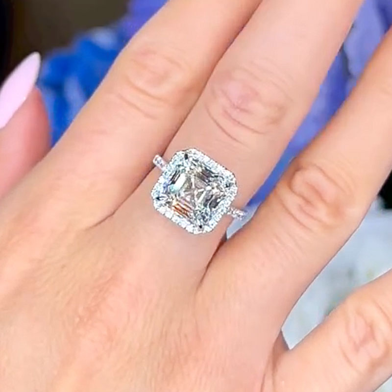 3.0 Carat Asscher Cut Diamond Halo Ring