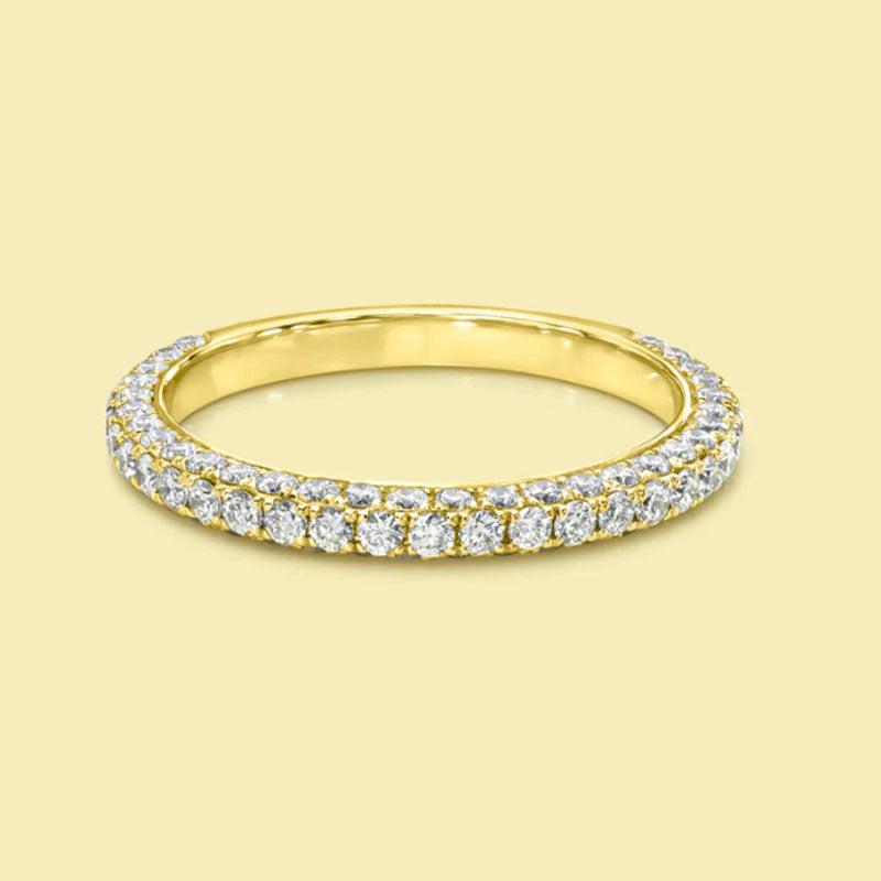 Alianza de boda con diamantes simulados de 0,135 ct, plata de ley con doble baño de oro