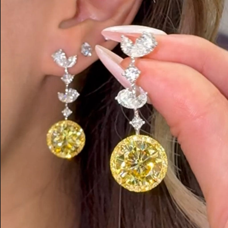 Luxurious Yellow Sapphire Simulated Diamond Earrings