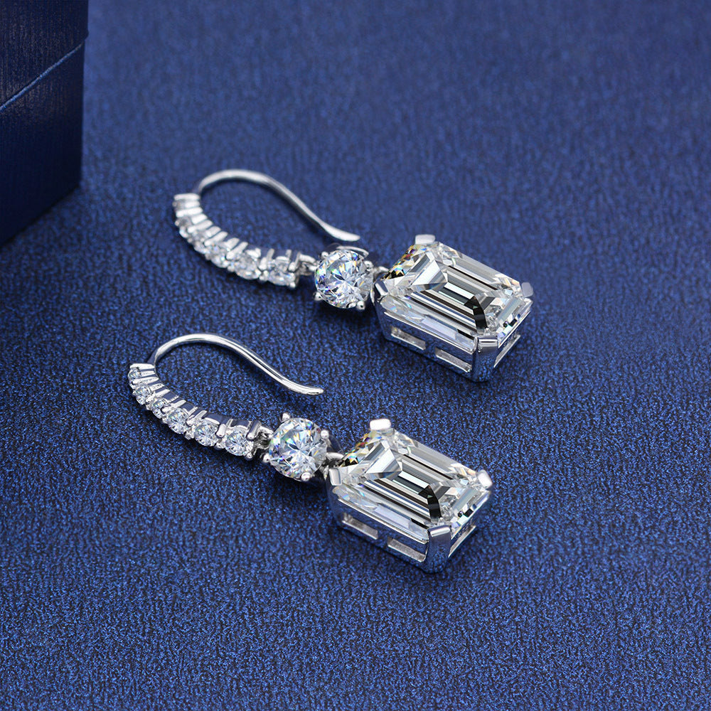 6.0 Carat Emerald Cut Simulated Diamond Earrings