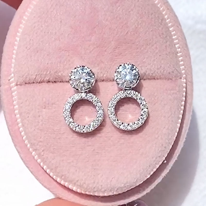 Elegant Multi-Size Round Simulated Diamond Earrings