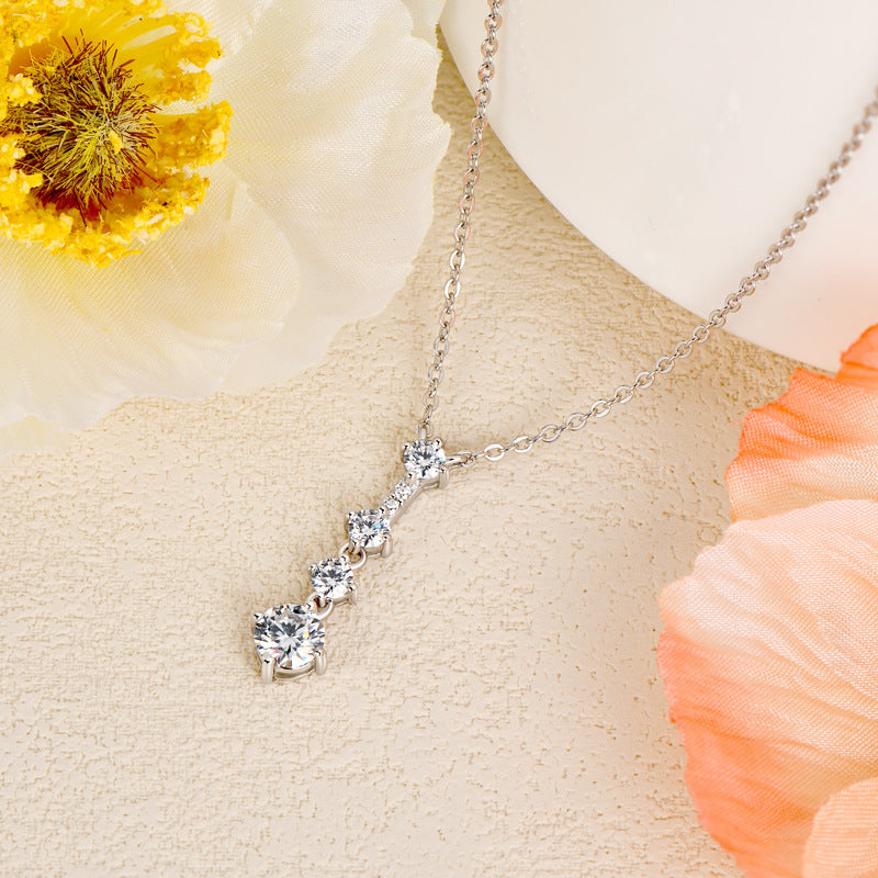 Eternal Love 0.8 Carat Moissanite Sterling Silver Necklace, 18K White Gold Plated