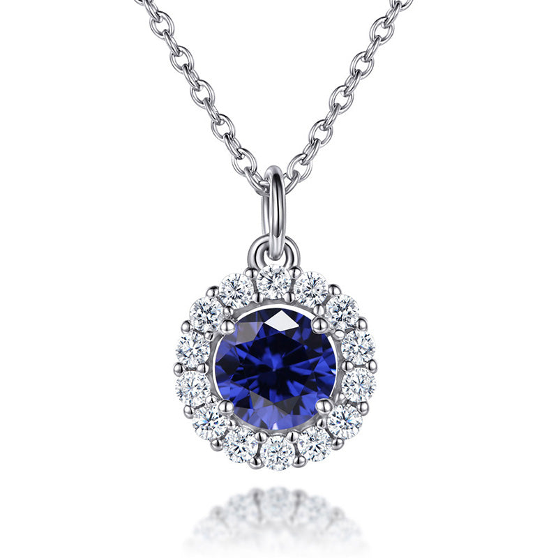 Eternal Love Round Cut Simulated Diamond Necklace in White Gold