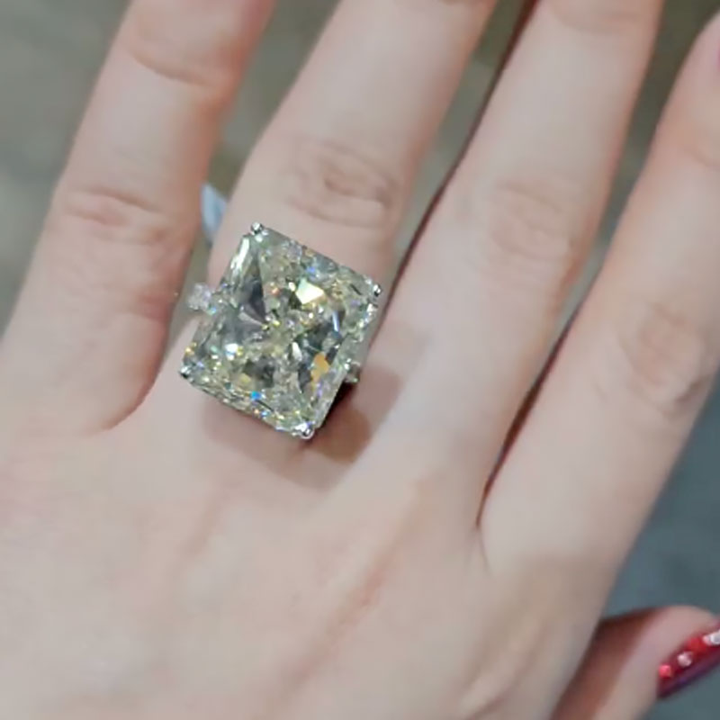 12 Carat Radiant-Cut Simulated Diamond Engagement Ring