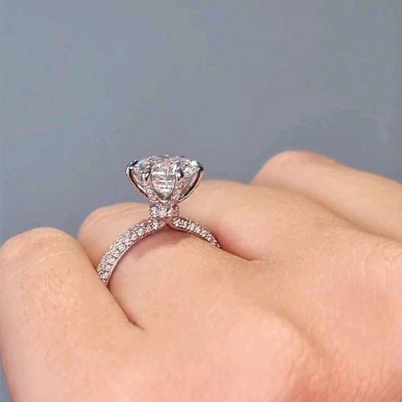 2.0 Carat Round-Cut Moissanite Engagement Ring in Sterling Silver