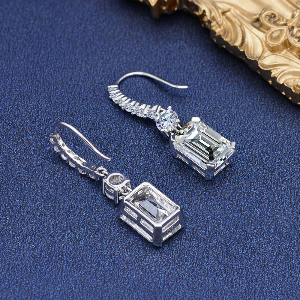 6.0 Carat Emerald Cut Simulated Diamond Earrings