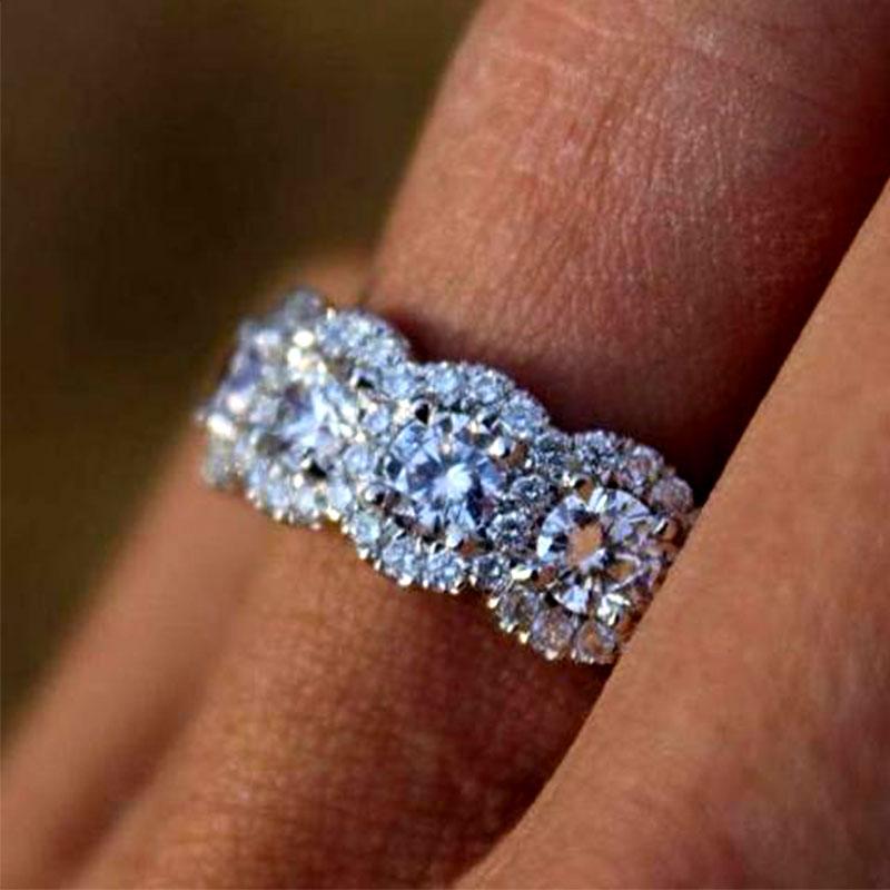 1.8ct Halo 5-Stone Anniversary Ring in Sterling Silver & Tri-Gold