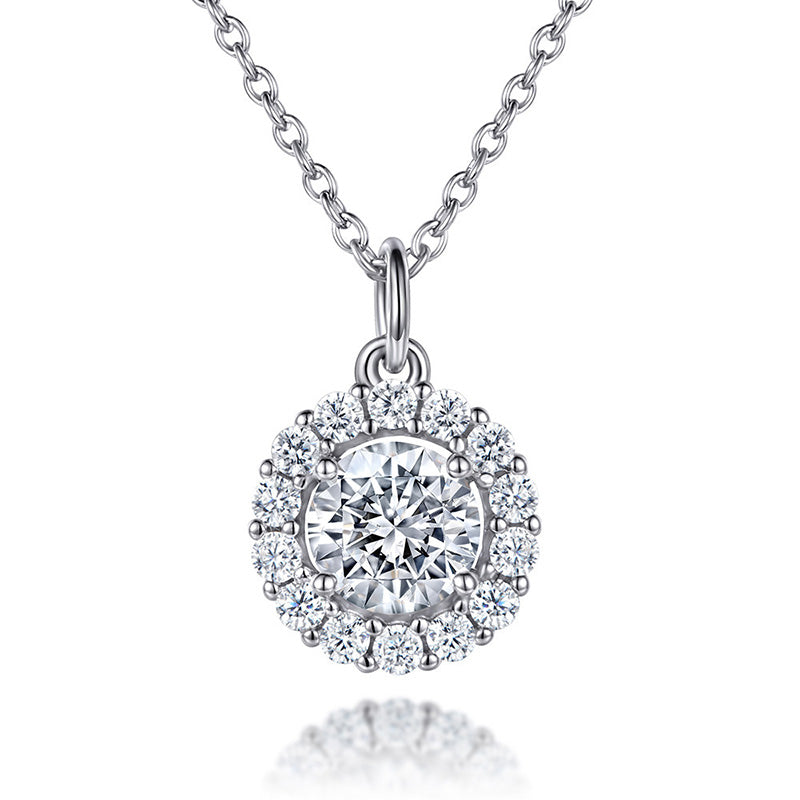 Eternal Love Round Cut Simulated Diamond Necklace in White Gold