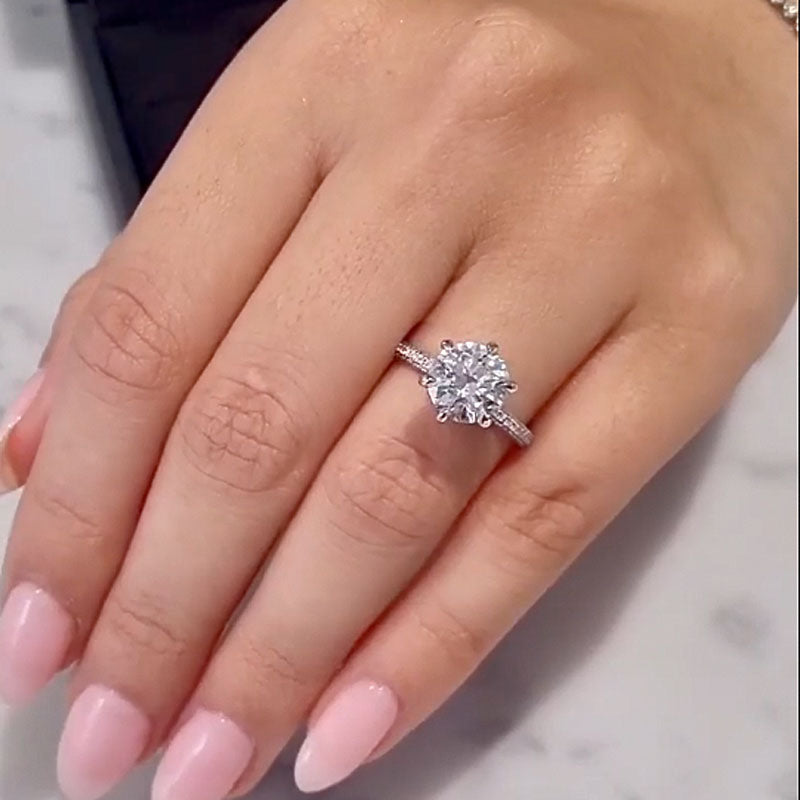 2.0 Carat Round-Cut Moissanite Engagement Ring in Sterling Silver