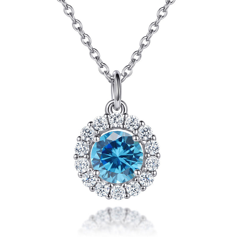 Eternal Love Round Cut Simulated Diamond Necklace in White Gold