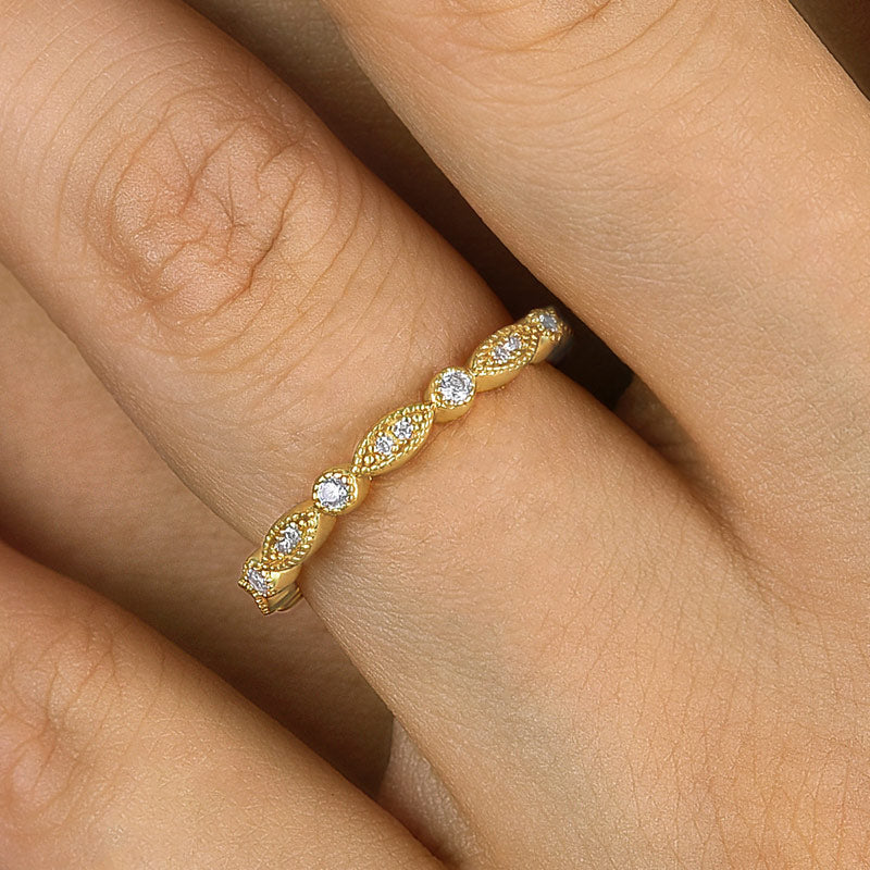 925 Silver Tri-Tone 0.5ct Sona Diamond Wedding Band