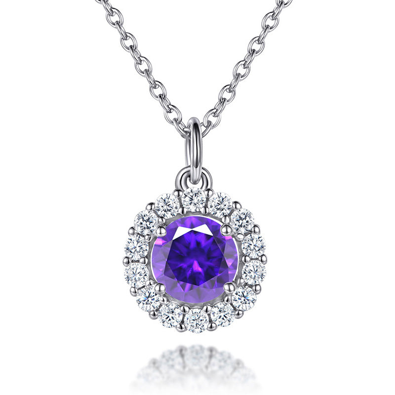 Eternal Love Round Cut Simulated Diamond Necklace in White Gold