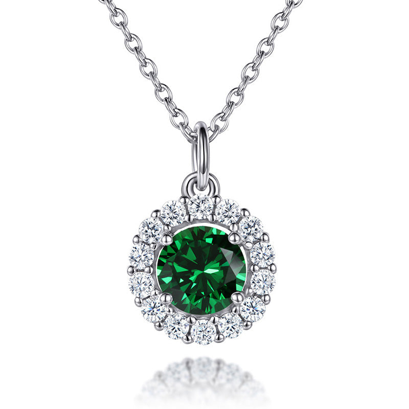 Eternal Love Round Cut Simulated Diamond Necklace in White Gold