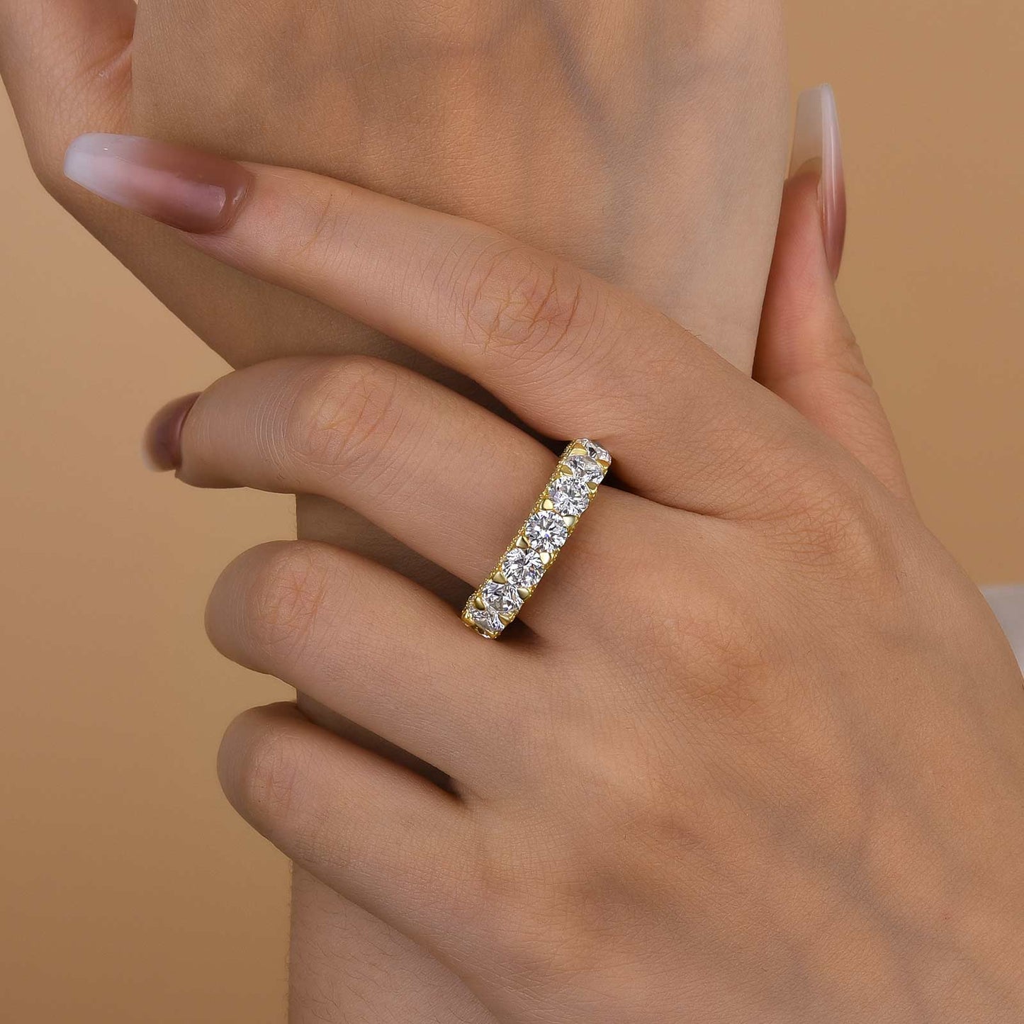 5.0 Carat Simulated Diamond Wedding Band in 925 Silver