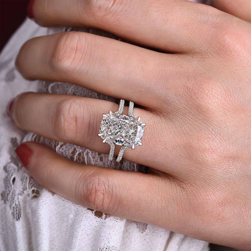 7.5Ct Cushion Cut Diamond Split Shank Ring