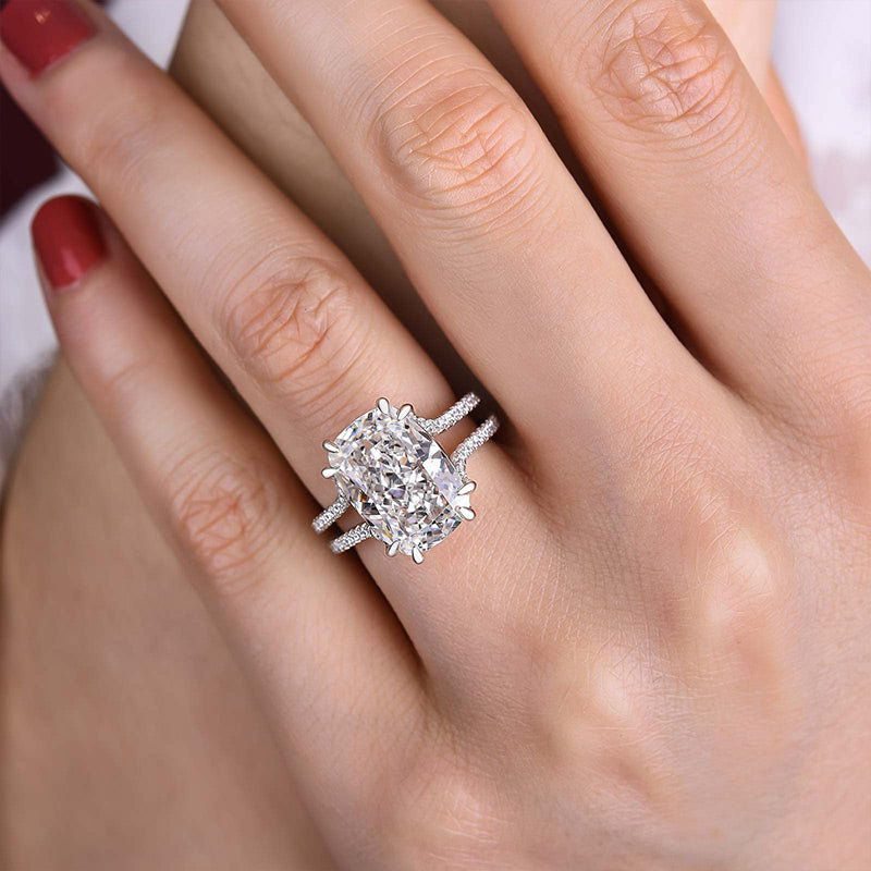 7.5Ct Cushion Cut Diamond Split Shank Ring