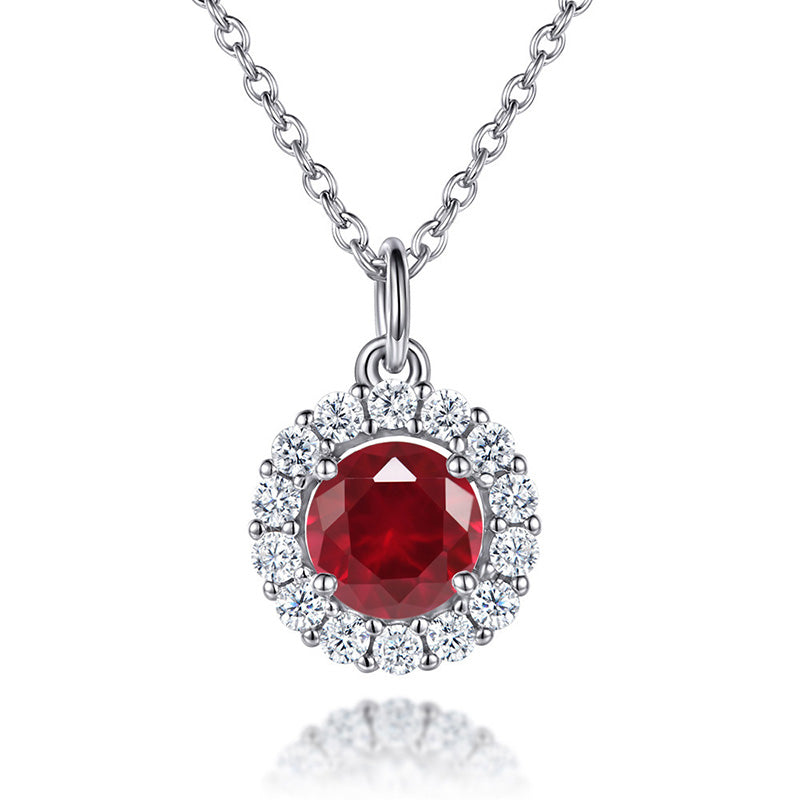 Eternal Love Round Cut Simulated Diamond Necklace in White Gold