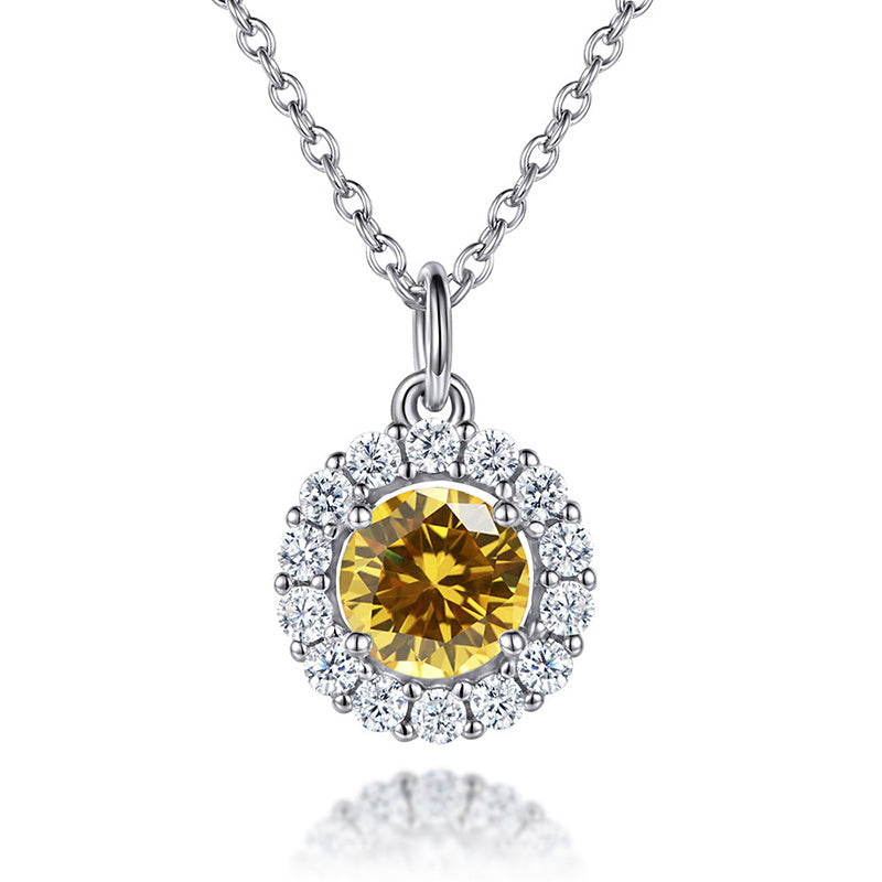 Eternal Love Round Cut Simulated Diamond Necklace in White Gold