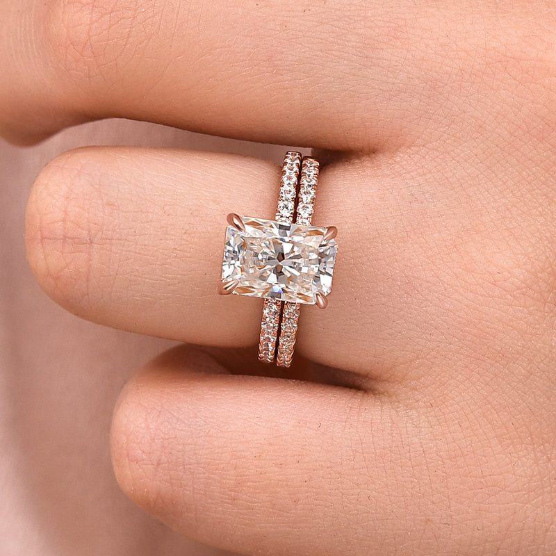 3.5Ct Radiant Cut Moissanite Ring - White/Yellow/Rose Gold Plated