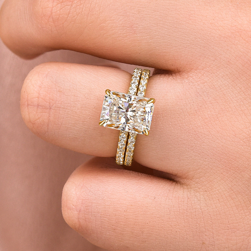 3.5Ct Radiant Cut Moissanite Ring - White/Yellow/Rose Gold Plated