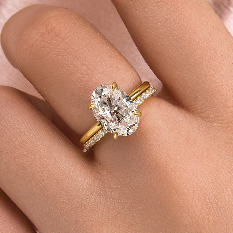 4.0CT Oval Cut Moissanite Ring – 925 Silver Platinum & Gold Plated