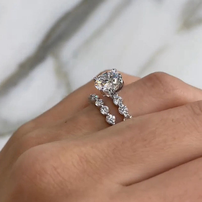 2.0Ct Moissanite Ring with 1.5Ct Side Stones - White/Yellow Gold
