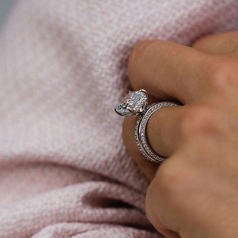 2Ct Radiant Cut Wedding Ring Set - 925 Silver White Gold Plated