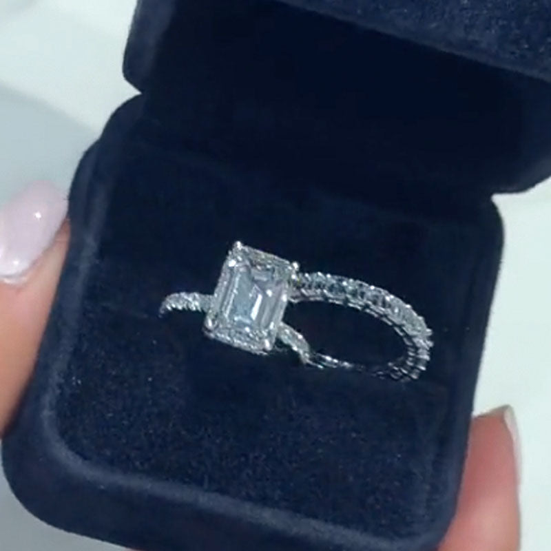 3.5CT Emerald Cut White Sapphire with 2.5CT Band